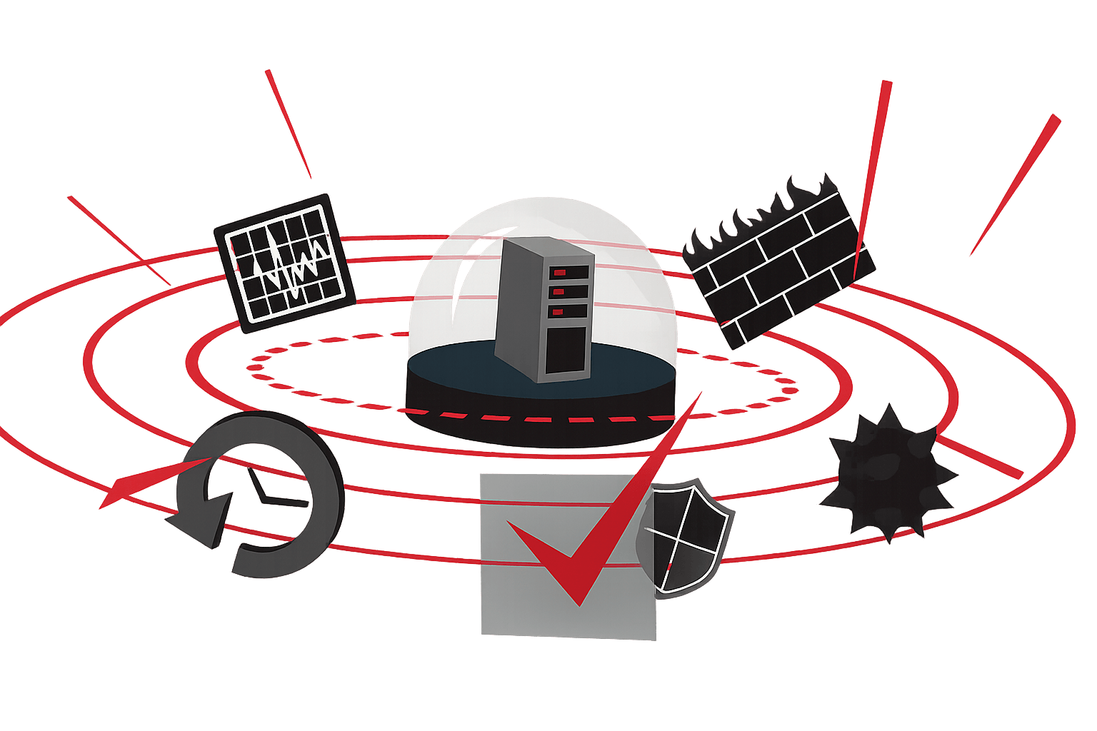 Illustration of an on-premises network connected privately to AWS, Azure, and Google with secure, routed paths
