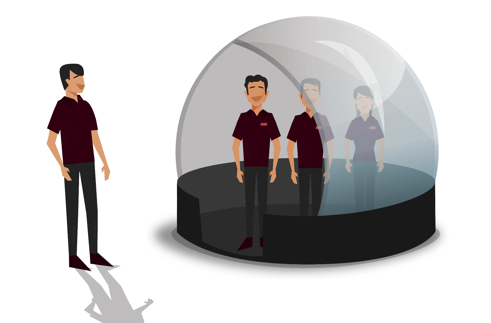 Team collaboration and protection concept illustration